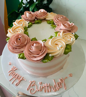 rosegold floral cake