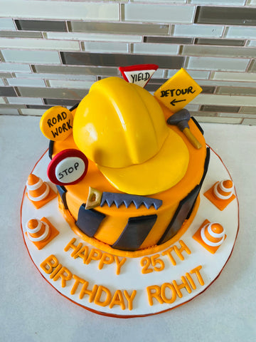 CONSTRUCTION THEME FONDANT CAKE