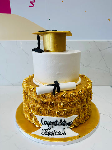 GOLD GRADUATION TIERED CAKE