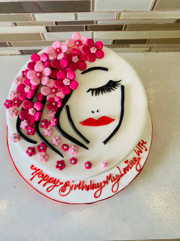 LADY FACE FONDANT CAKE