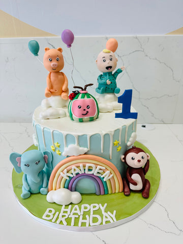 COCOMELON CHARACTERS FONDANT CAKE