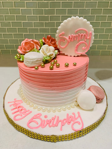 PEACH MACARON BIRTHDAY CAKE