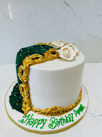 GREEN DRAPE FONDANT CAKE