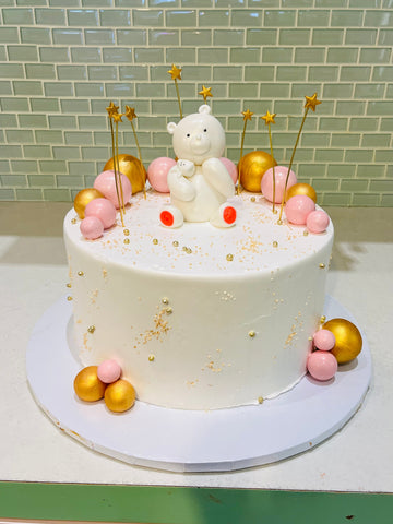 PINK & GOLD TEDDY CAKE