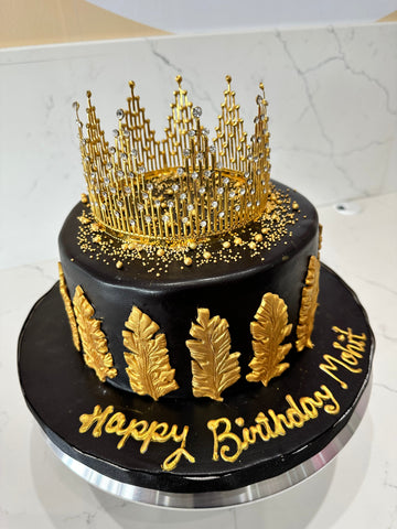 MOHIT BLACK & GOLD CROWN FONDANT CAKE