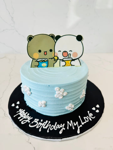 TEDDY COUPLE CREAM CAKE