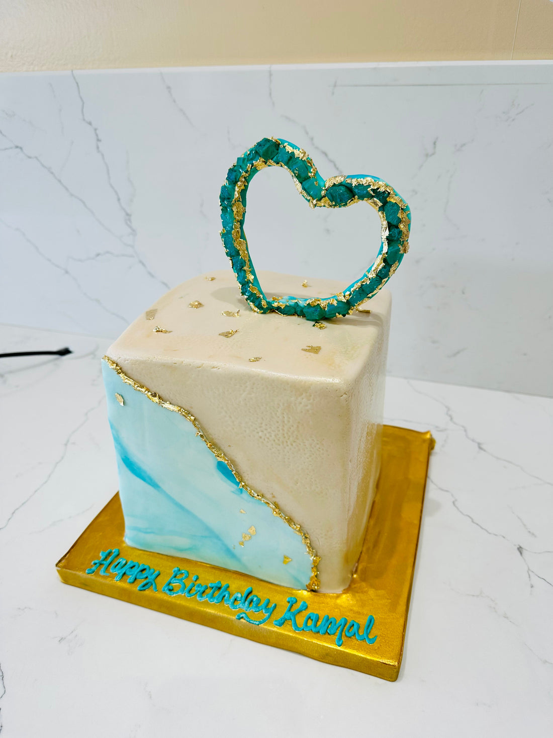 KAMAL HEART TEAL FONDANT CAKE