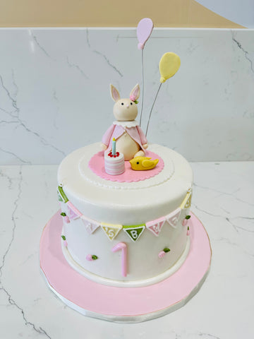 BUNNY BIRTHDAY FONDANT CAKE