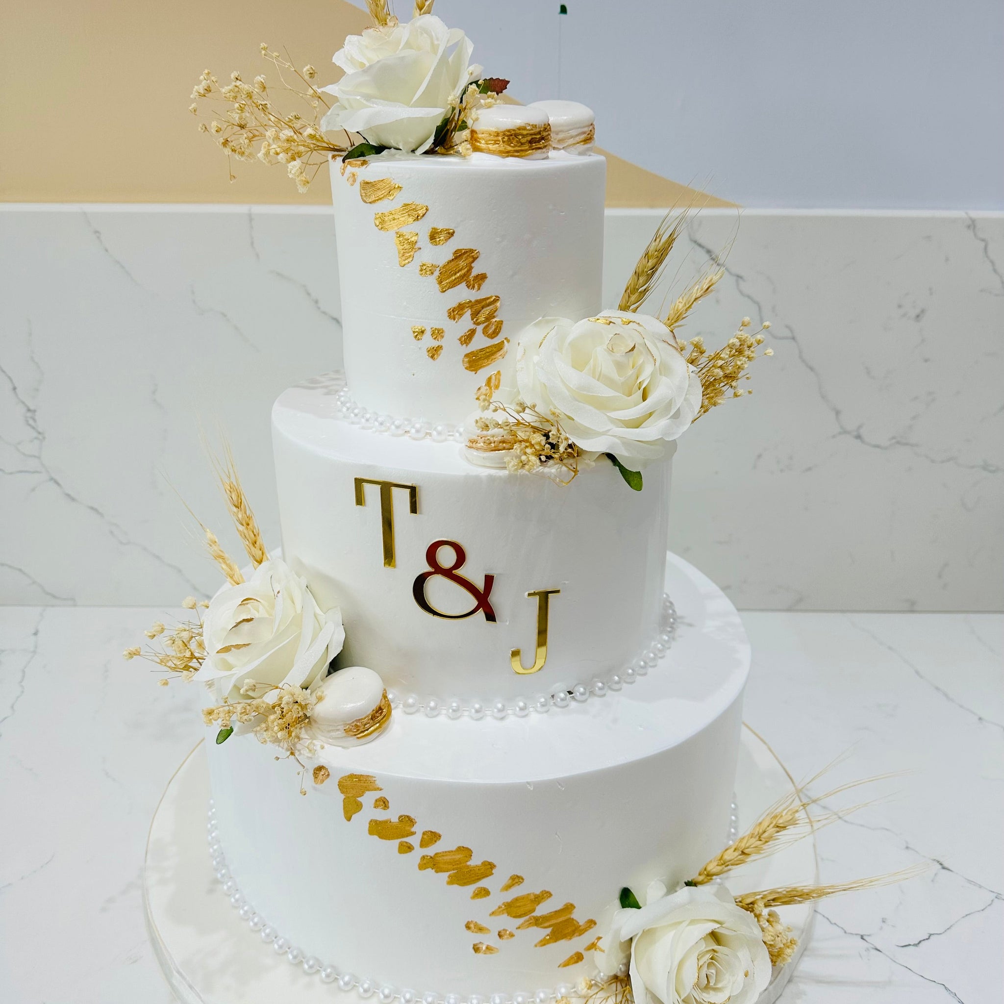 T & J IVORY Wedding Tiered Cake
