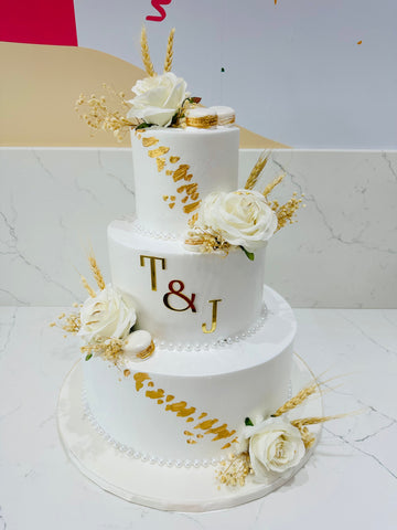 T & J IVORY Wedding Tiered Cake