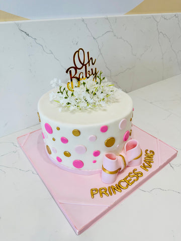 PINK POLKA FONDANT CAKE