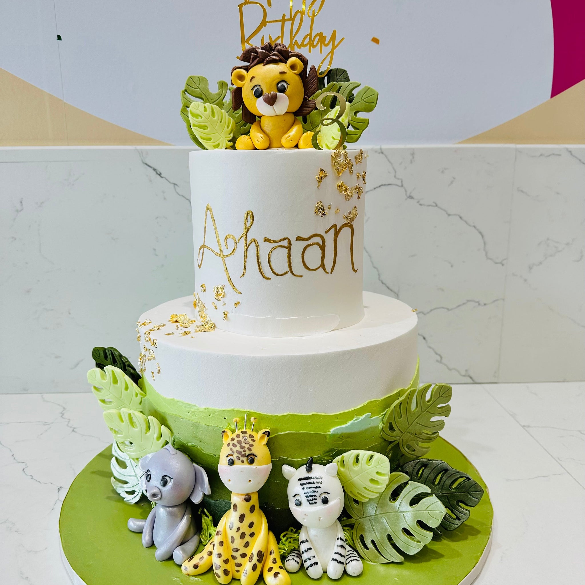 AHAAN JUNGLE SAFARI CREAM TIERED CAKE