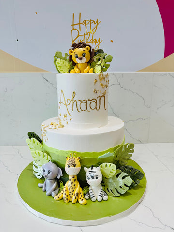 AHAAN JUNGLE SAFARI CREAM TIERED CAKE