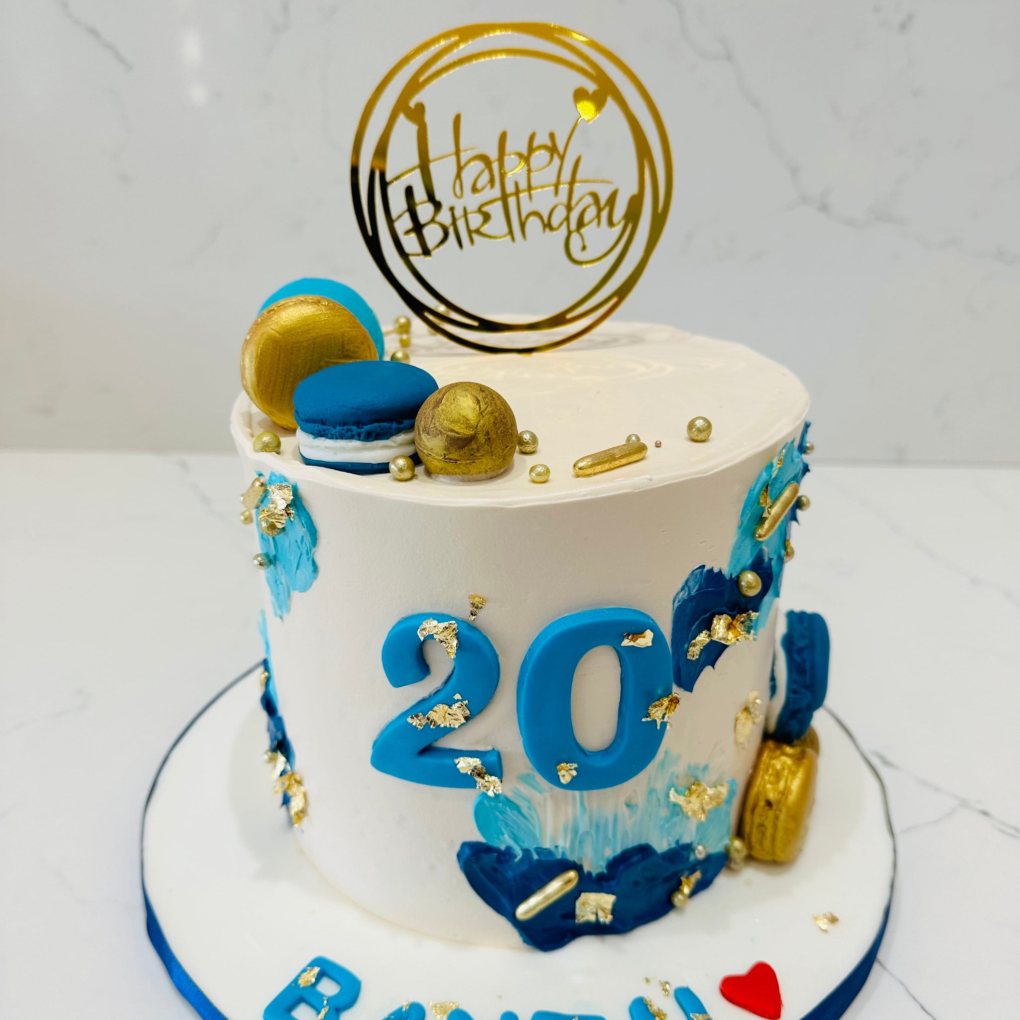 BLUE & GOLD IVORY CREAM CAKE