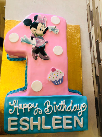 Minnie Mouse Number 1 fondant Cake