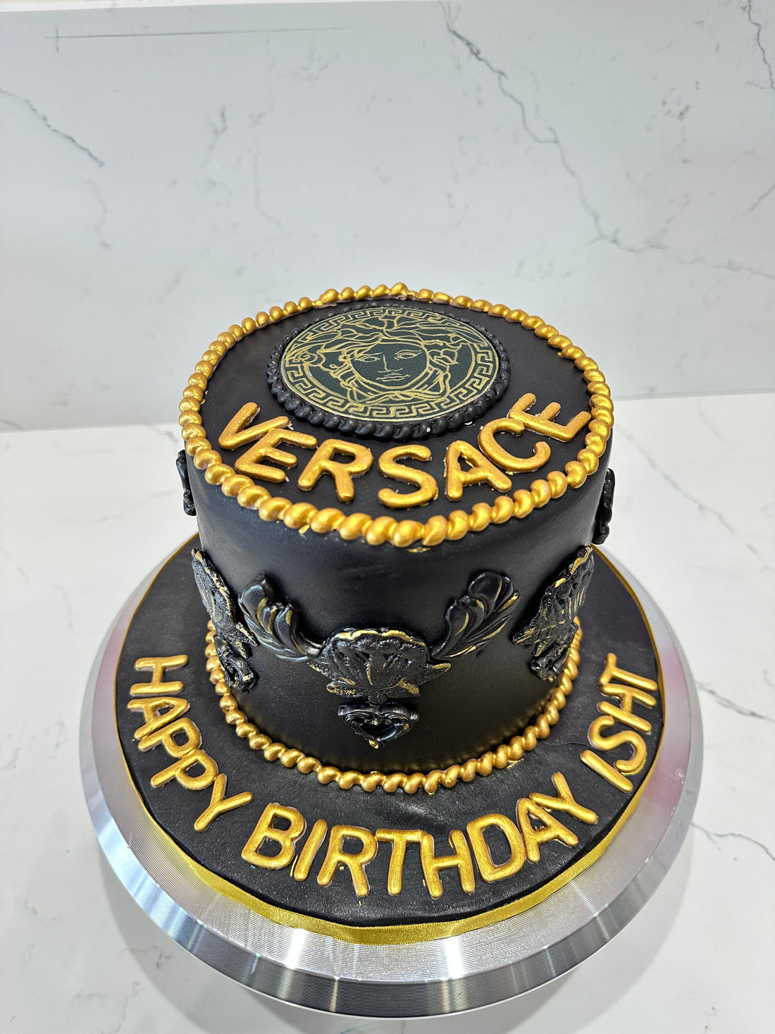 VERSACE BLACK & GOLD FONDANT CAKE