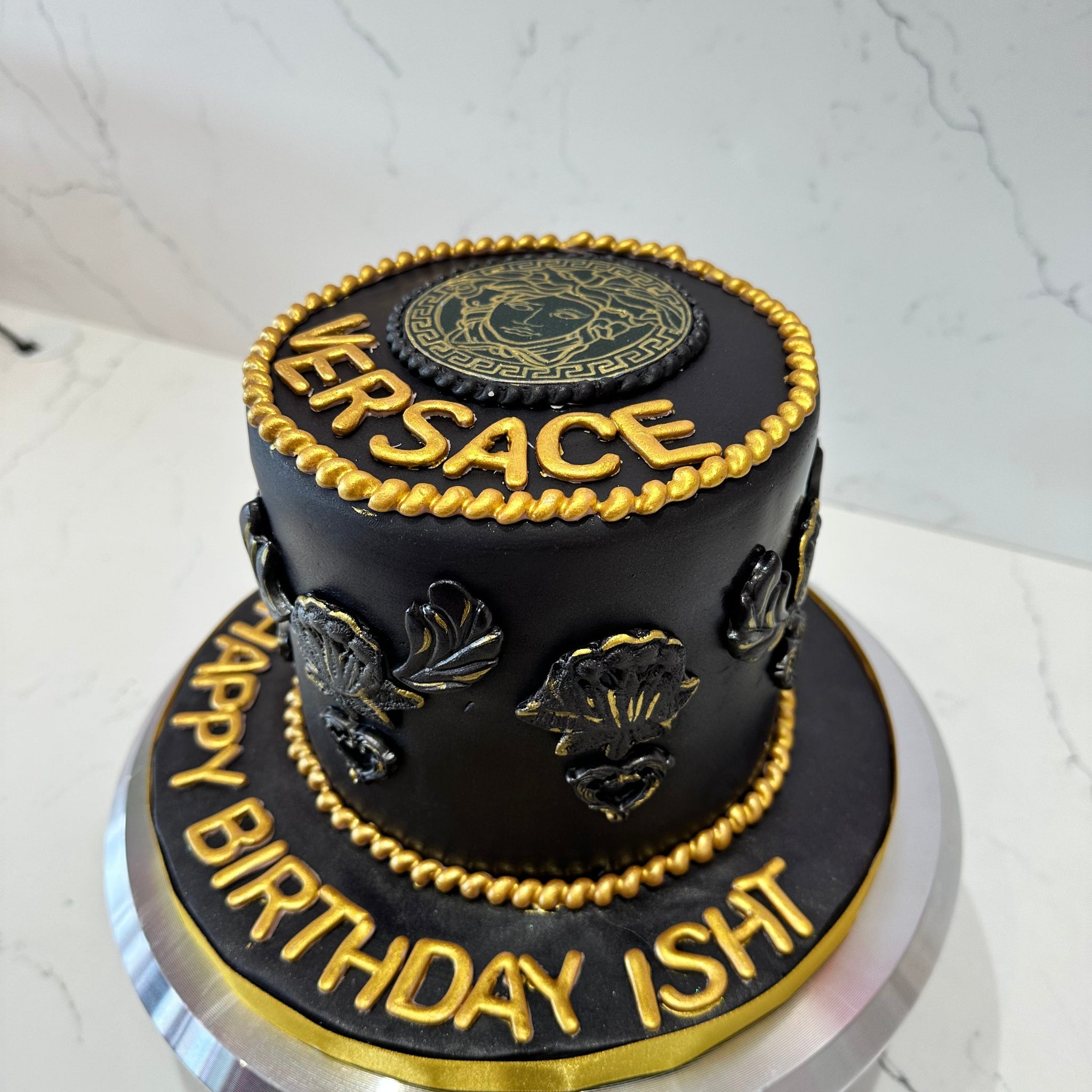 VERSACE BLACK & GOLD FONDANT CAKE