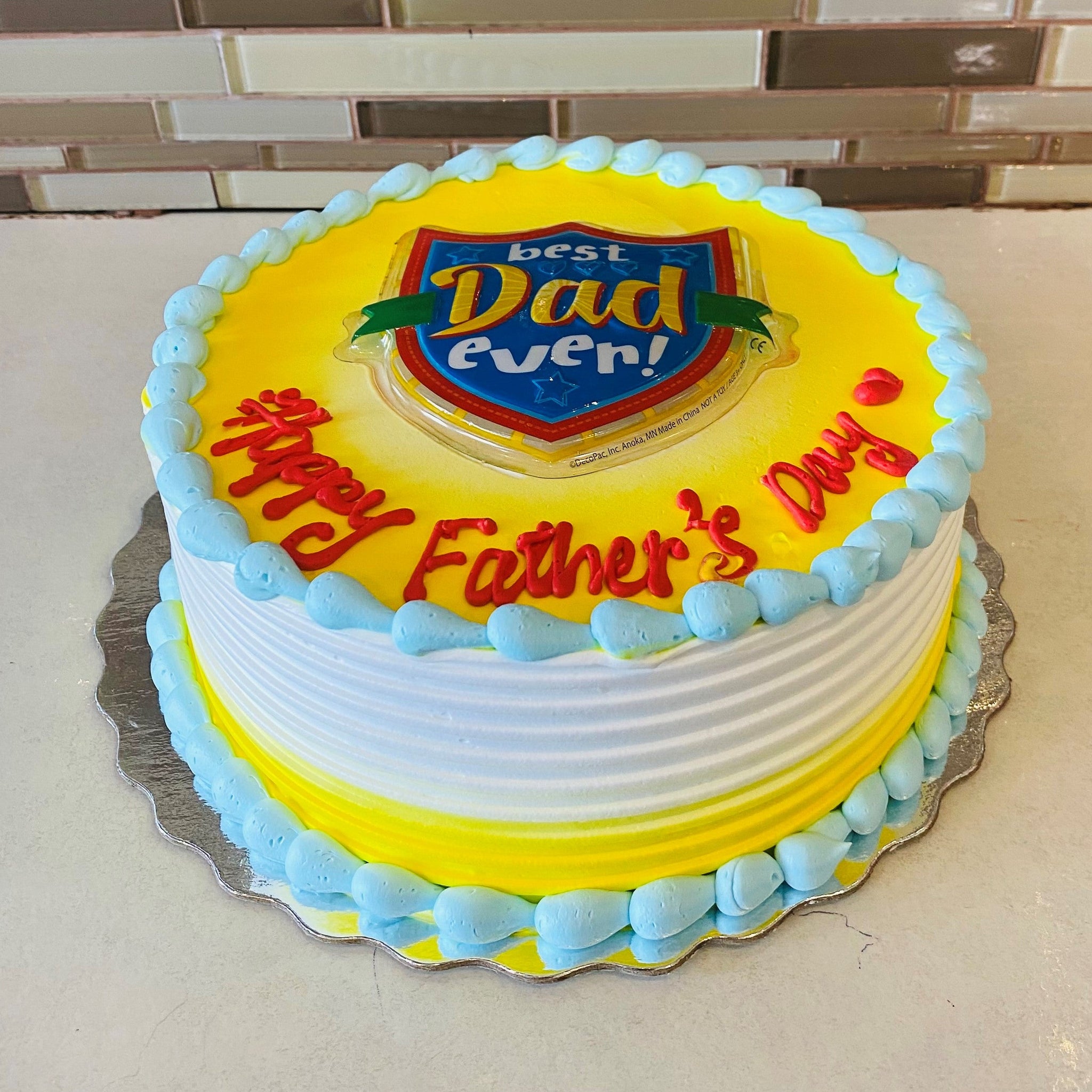 BLUE & YELLOW FATHERS DAY CAKE
