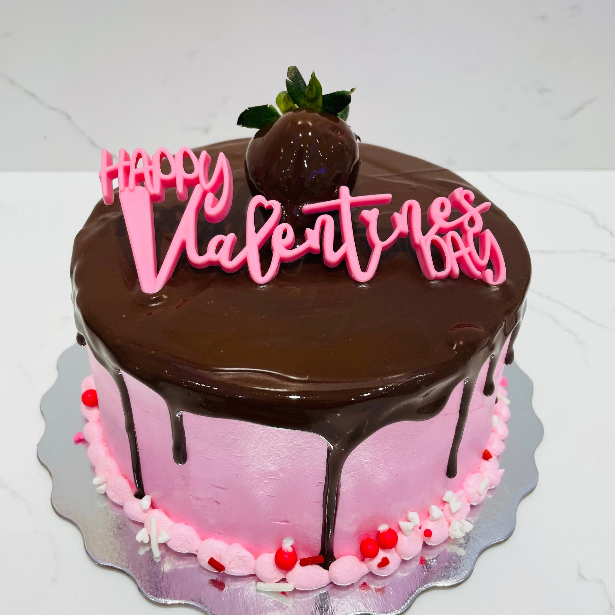 Pink Strawberry Choco Cake
