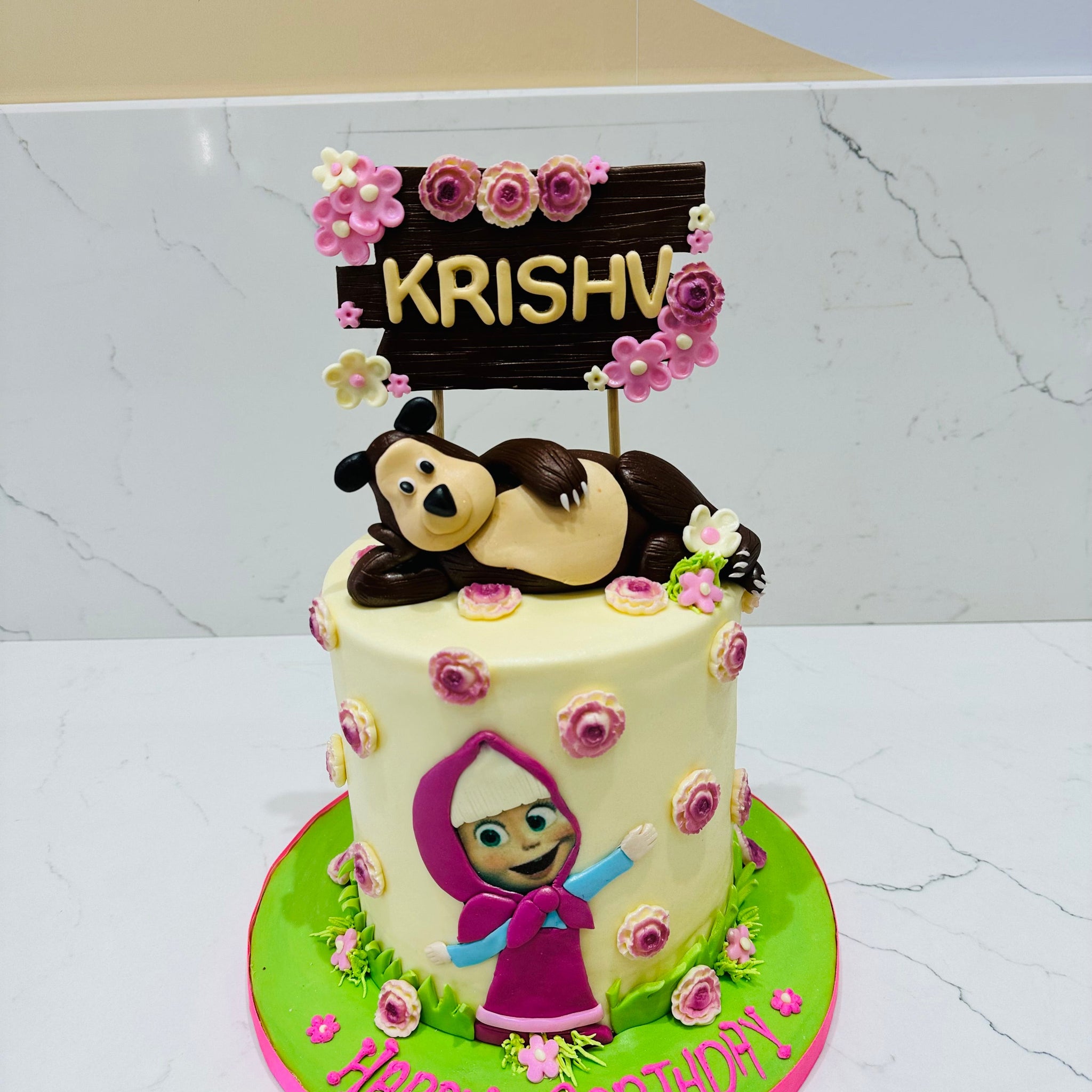MASHA & THE BEAR FONDANT CAKE
