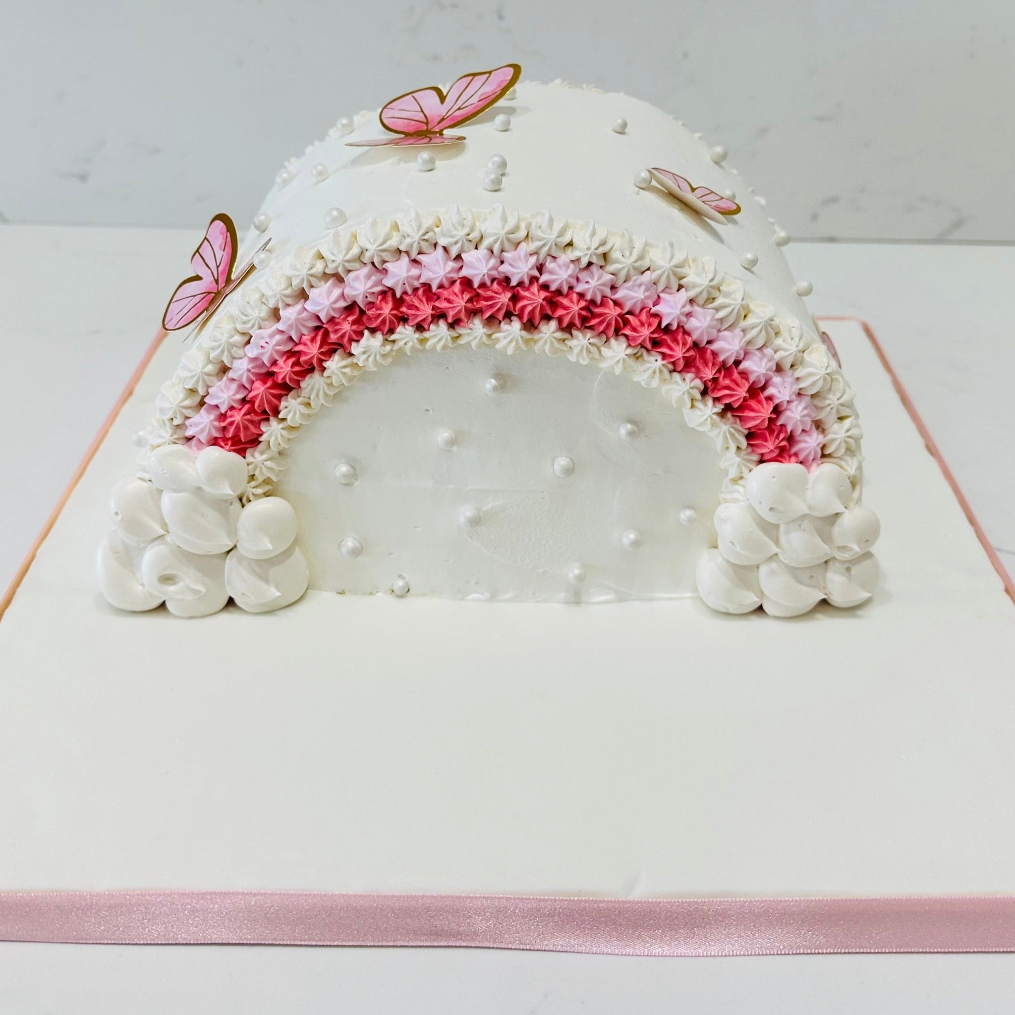 IVORY BUTTERFLY ARCH CAKE