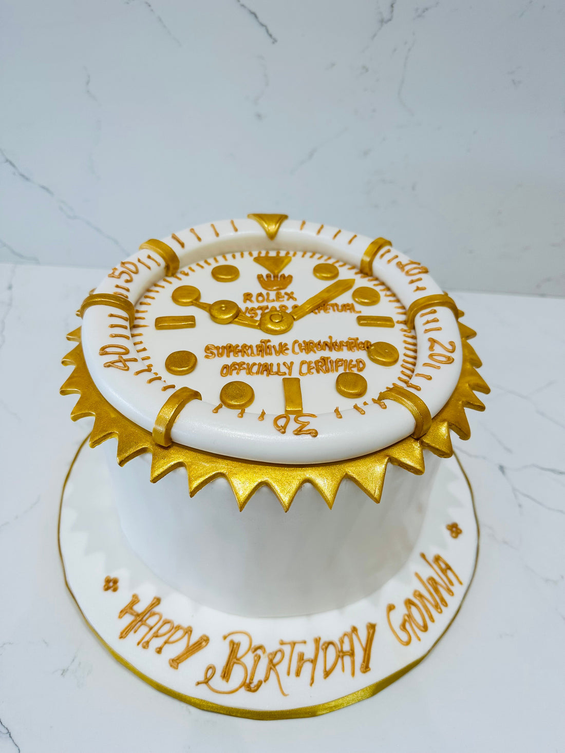 GOLDEN ROLEX WATCH FONDANT CAKE