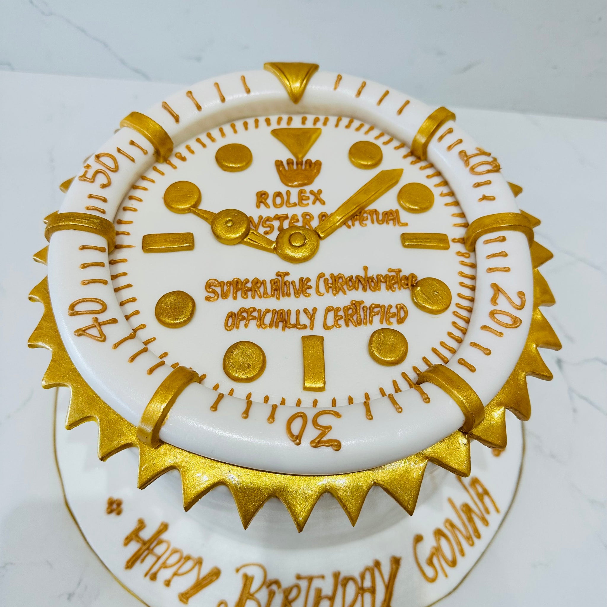 GOLDEN ROLEX WATCH FONDANT CAKE