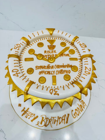 GOLDEN ROLEX WATCH FONDANT CAKE