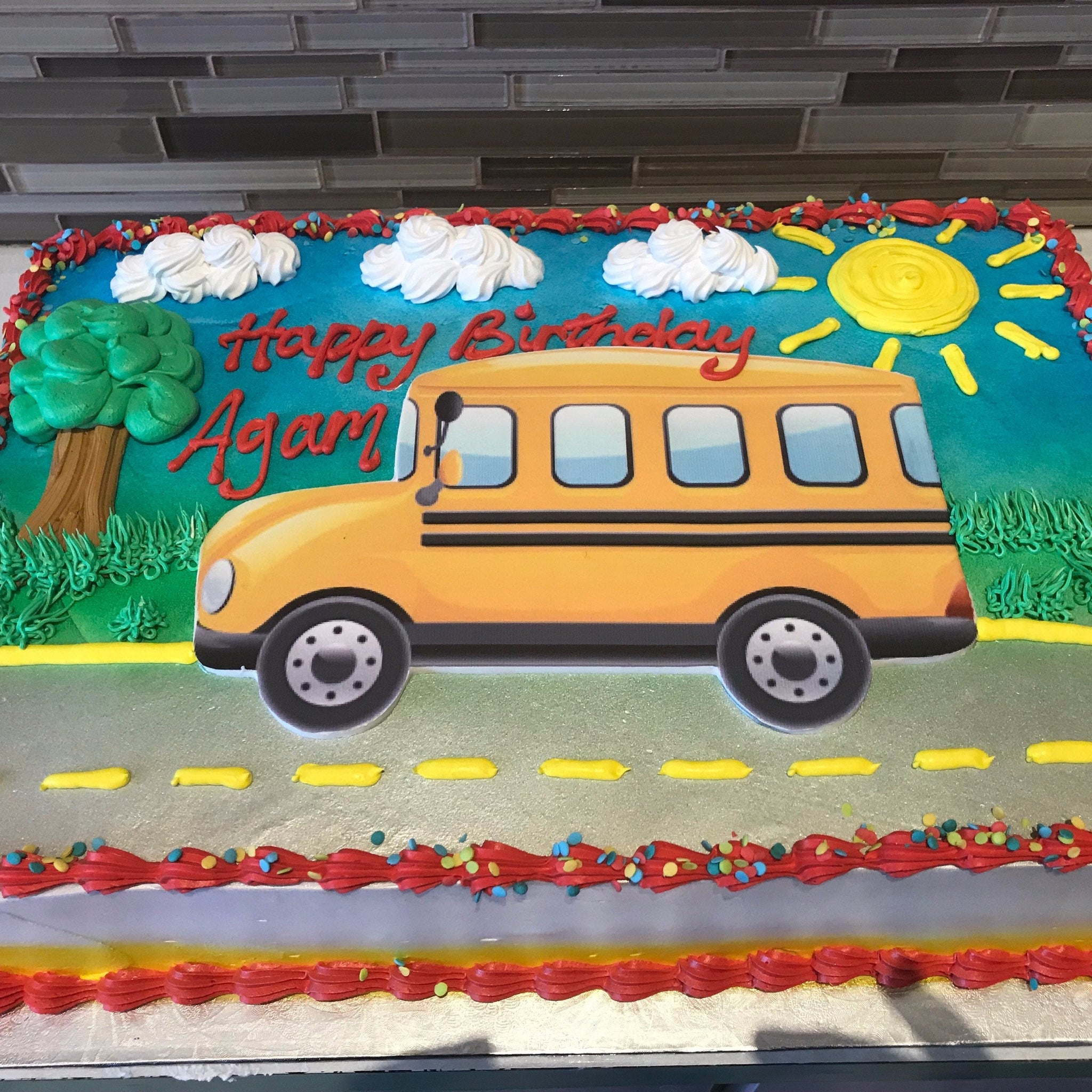 School Bus Photo Cake