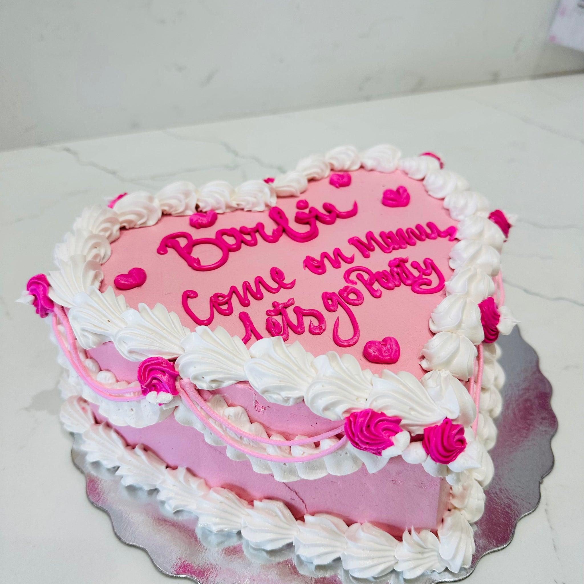PINK BARBIE HEART CAKE