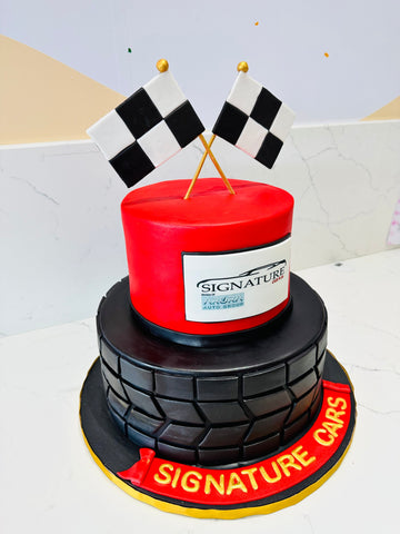 SIGNATURE CARS FONDANT TIERED CAKE