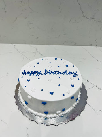 BLUE LITTLE HEARTS BIRTHDAY CAKE