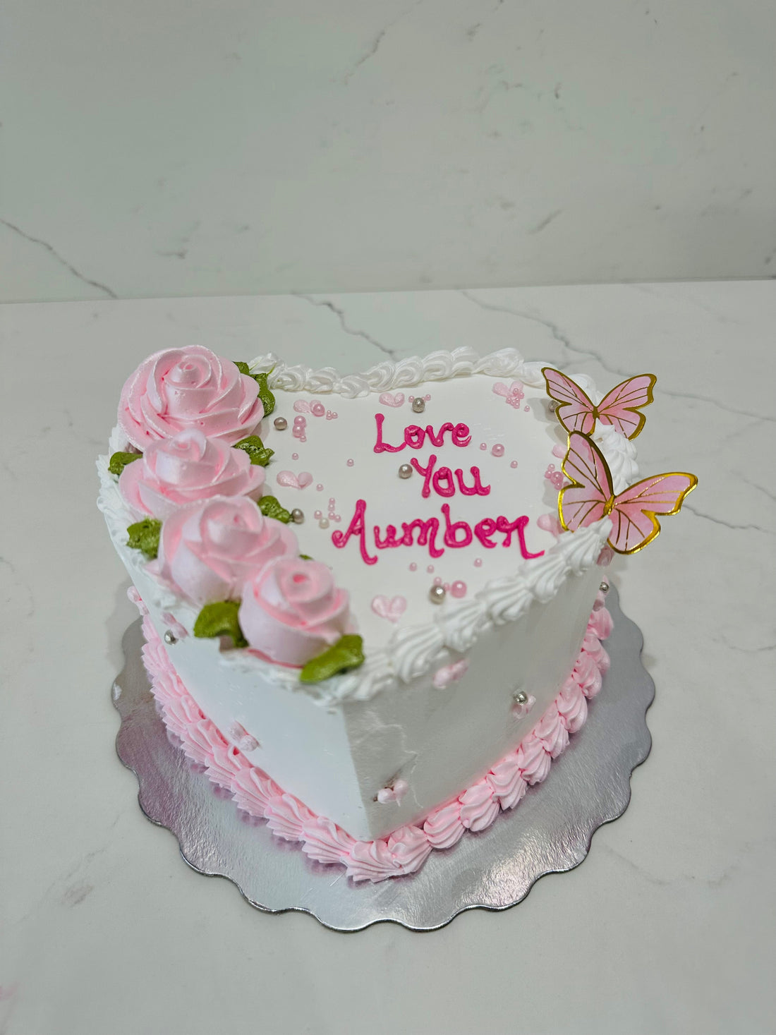 Pink Heart Cream Cake