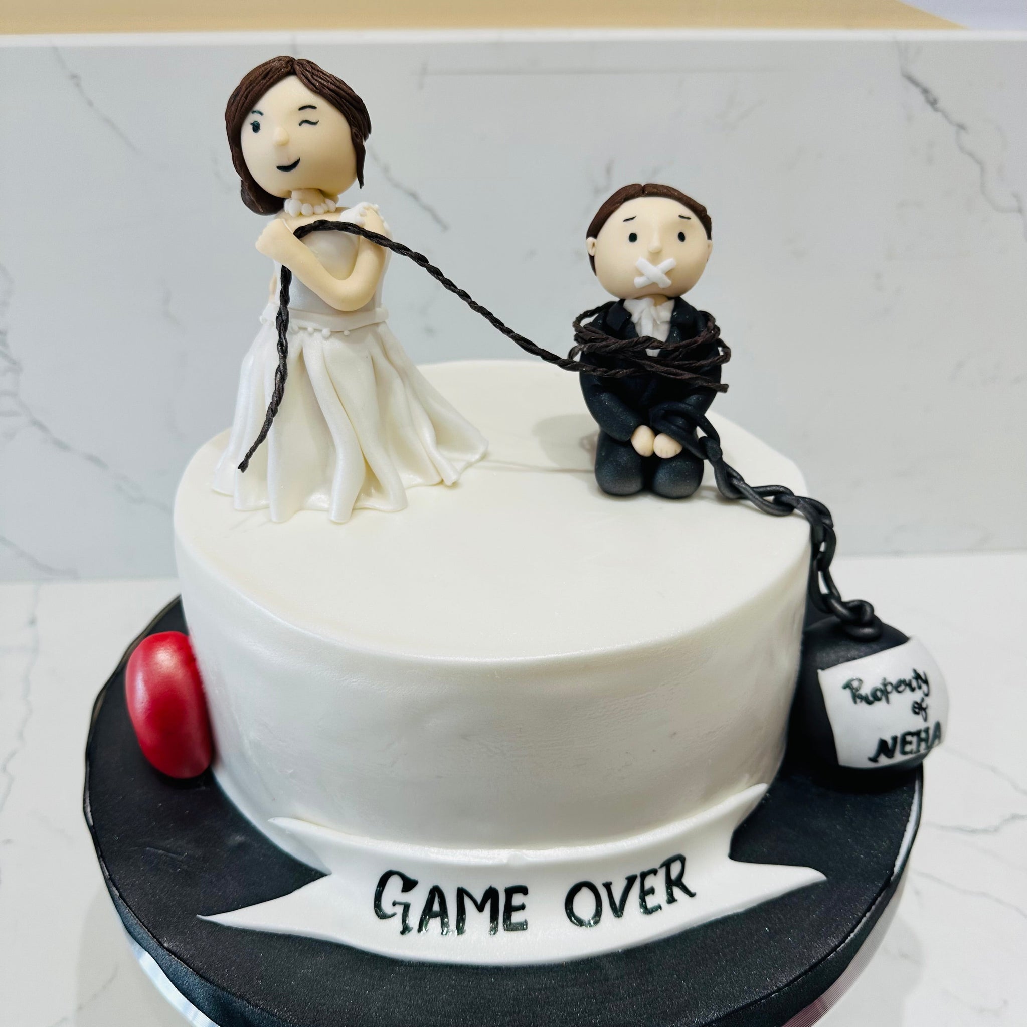 BRIDAL SHOWER GAME OVER FONDANT CAKE