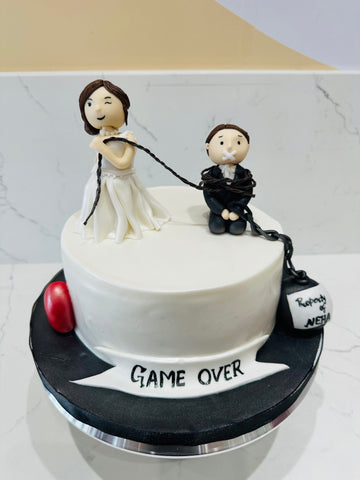 BRIDAL SHOWER GAME OVER FONDANT CAKE