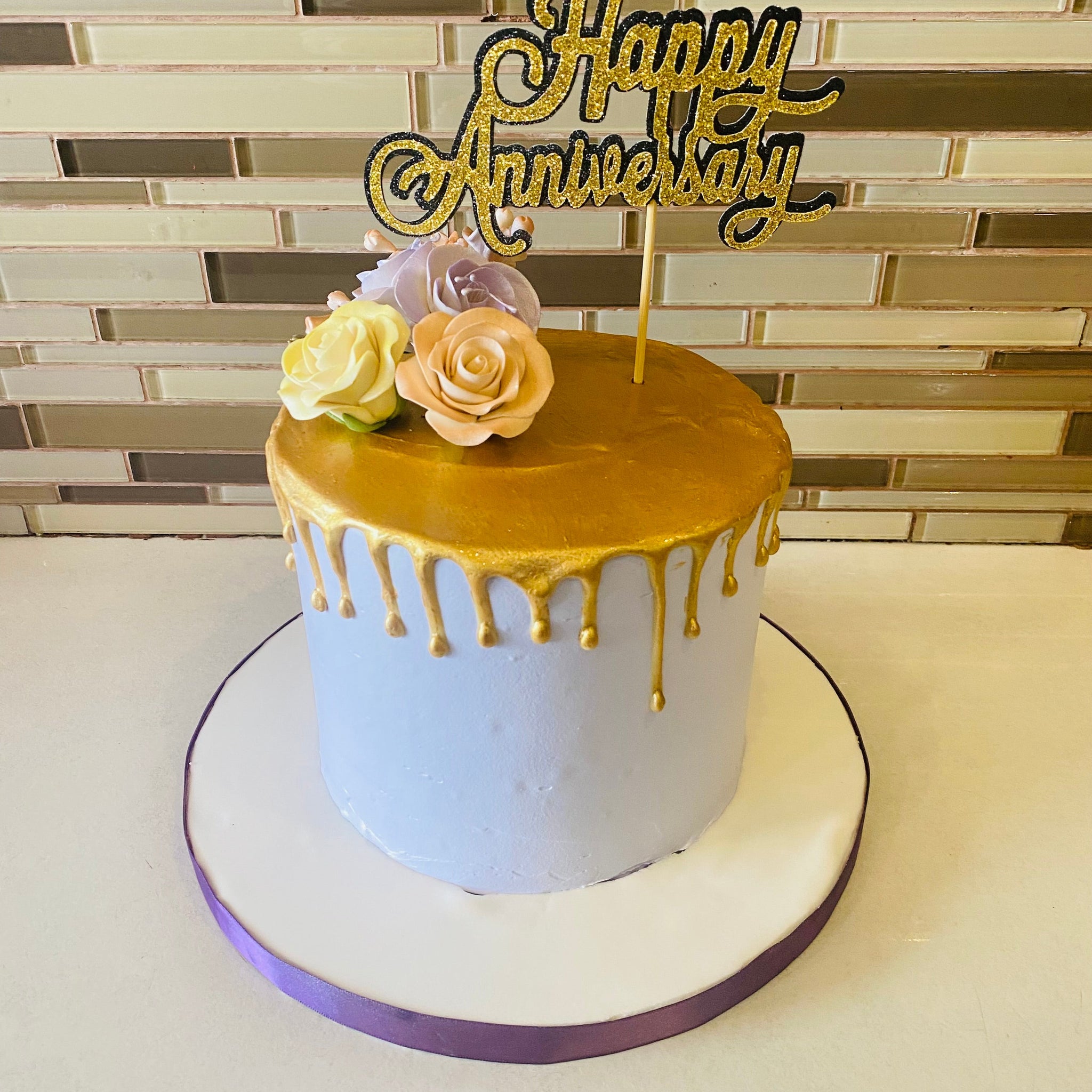 PURPLE ANNIVERSARY CAKE