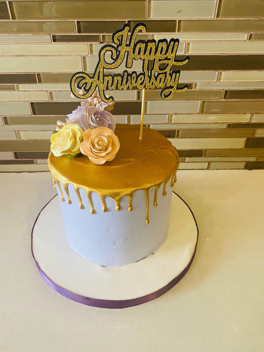 PURPLE ANNIVERSARY CAKE