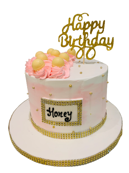 HONEY PINK & GOLD BIRTHDAY CAKE