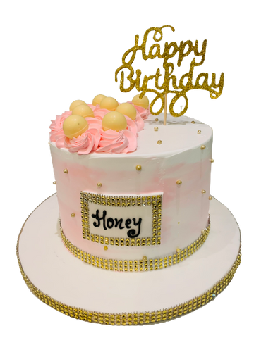 HONEY PINK & GOLD BIRTHDAY CAKE