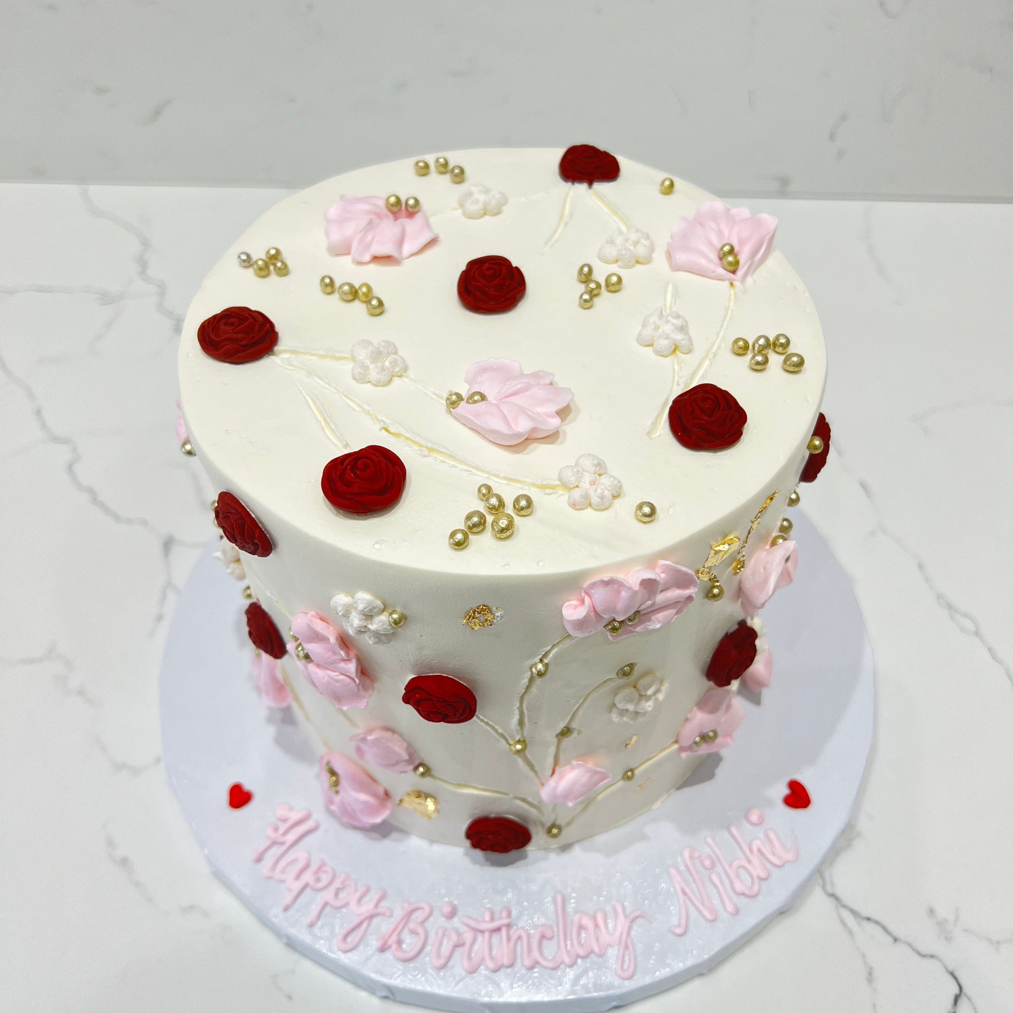 IVORY FLORAL BIRTHDAY CAKE
