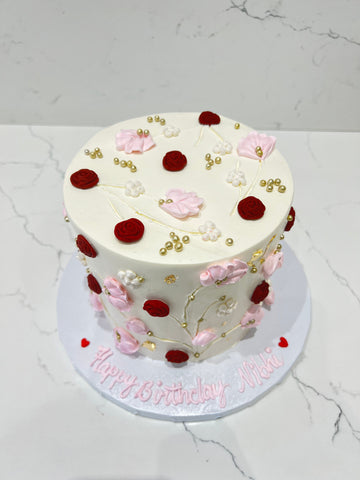 IVORY FLORAL BIRTHDAY CAKE