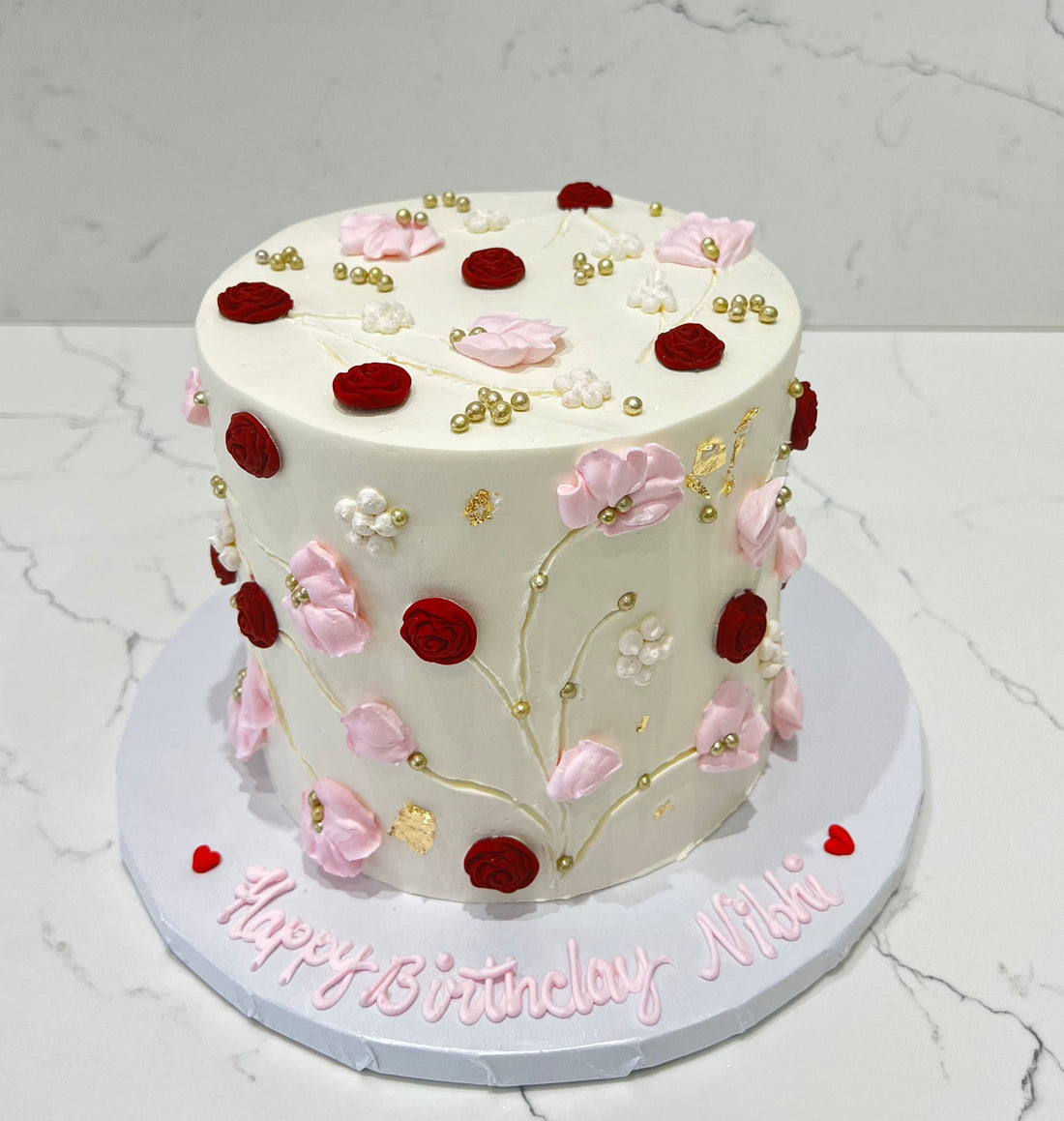 IVORY FLORAL BIRTHDAY CAKE