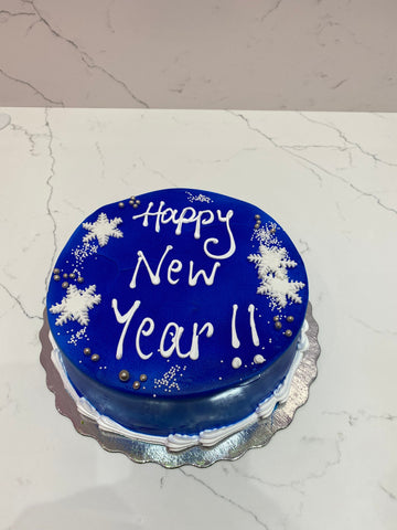 BLUE NEW YEAR SNOWFLAKES CAKE