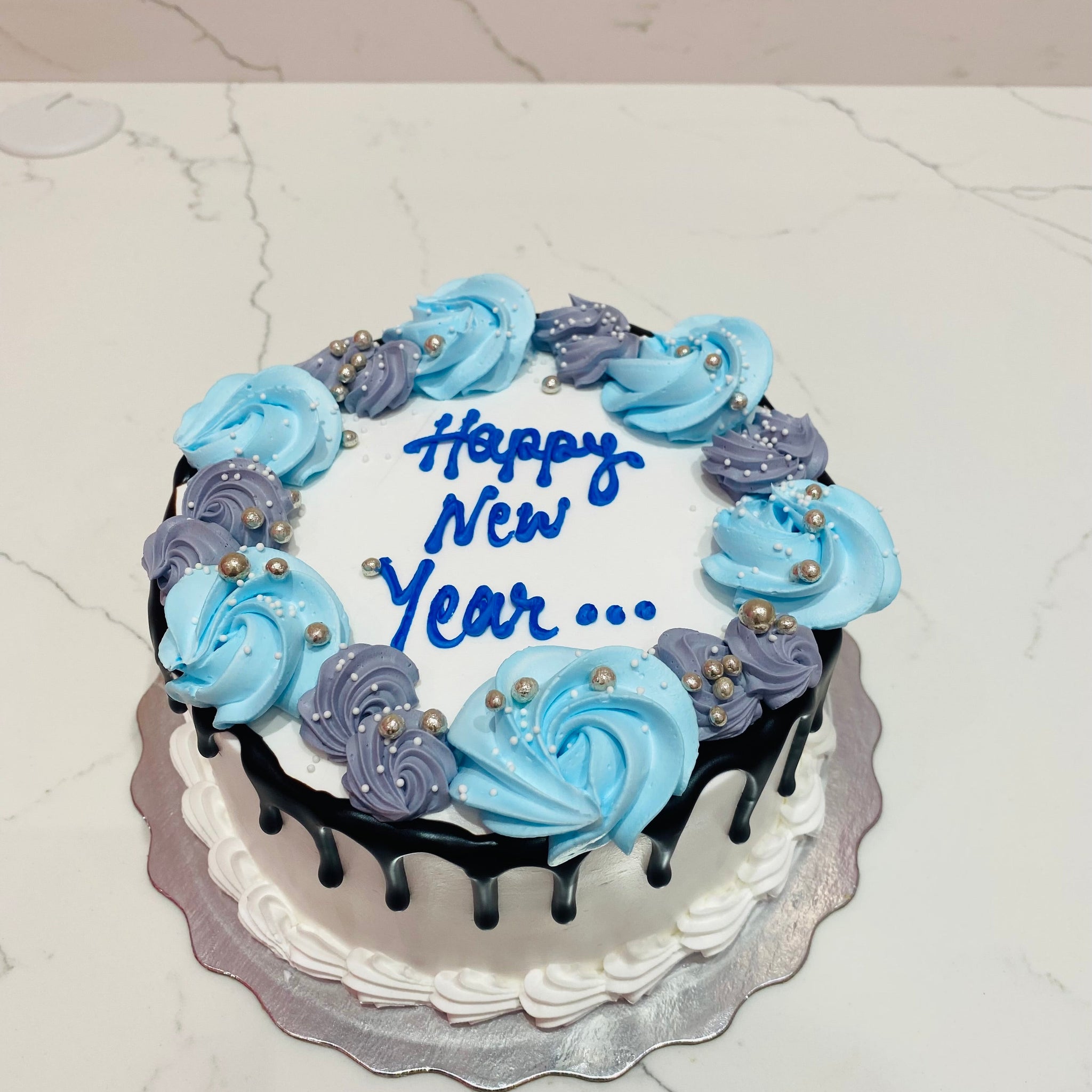 BLUE & GREY NEW YEARS CAKE