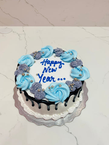 BLUE & GREY NEW YEARS CAKE