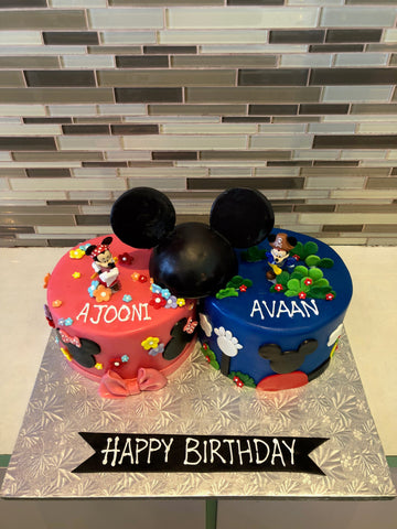 Mickey & Minnie Twins Birthday Cake