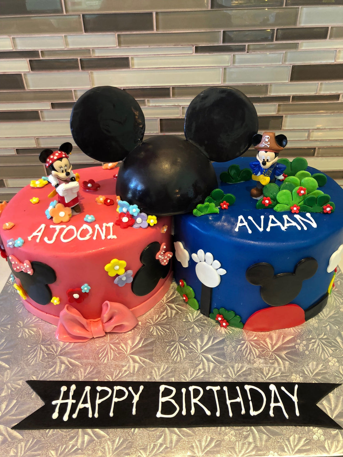 Mickey & Minnie Twins Birthday Cake