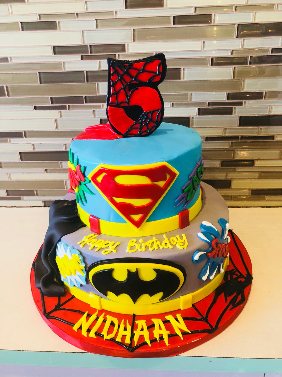 Nidhaan Spiderman Tiered Cake