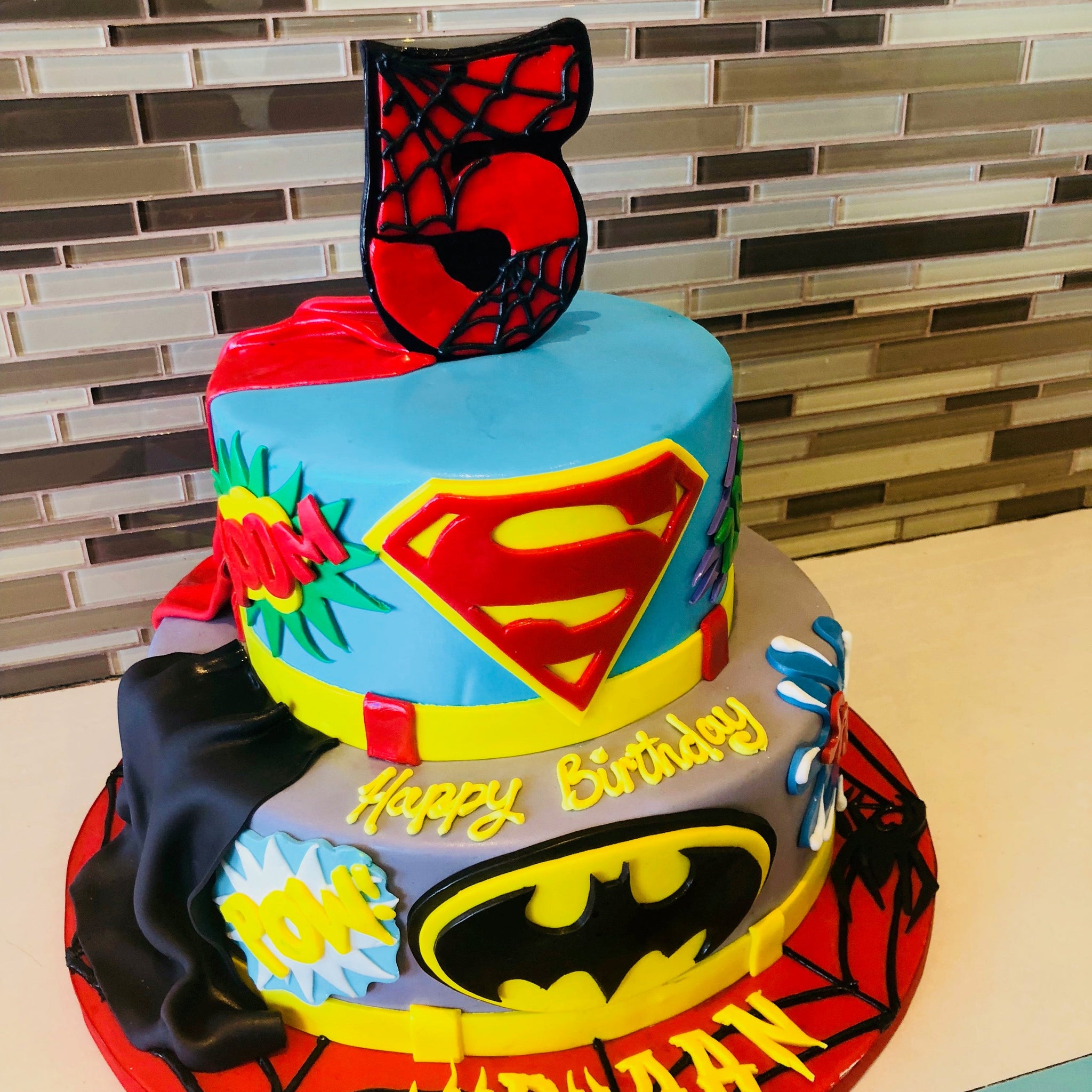 Nidhaan Spiderman Tiered Cake
