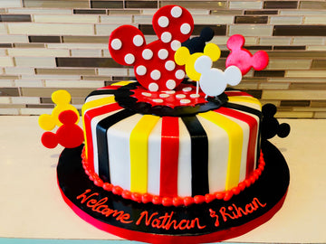 Mickey Faces Fondant Cake